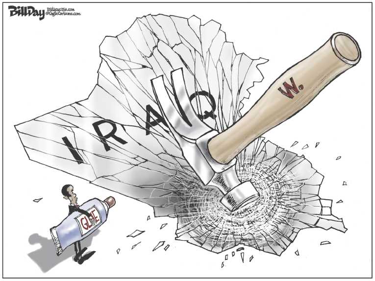 Political/Editorial Cartoon by Bill Day, Cagle Cartoons on US Bombs ISIS