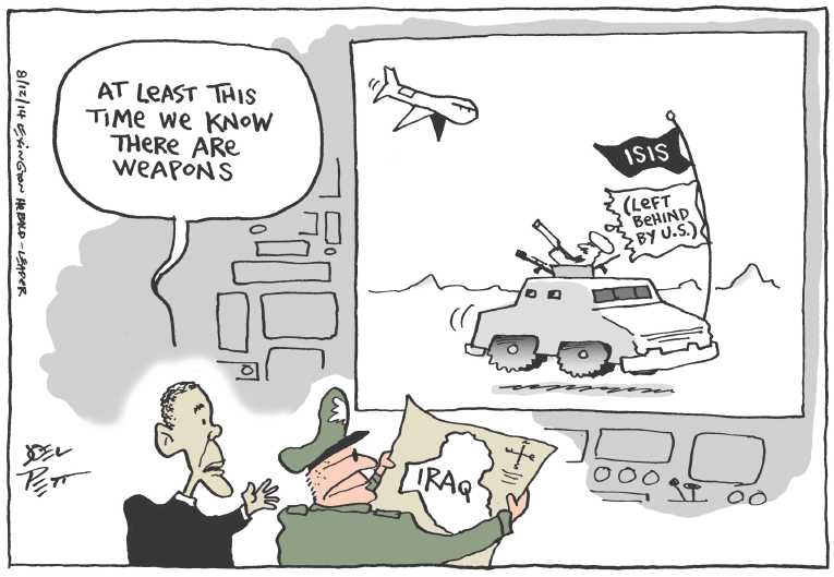 Political/Editorial Cartoon by Joel Pett, Lexington Herald-Leader, CWS/CartoonArts Intl. on US Bombs ISIS