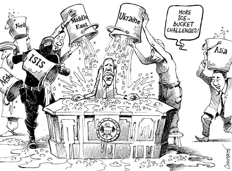 Political/Editorial Cartoon by Patrick Chappatte, International Herald Tribune on Obama Staying Cool