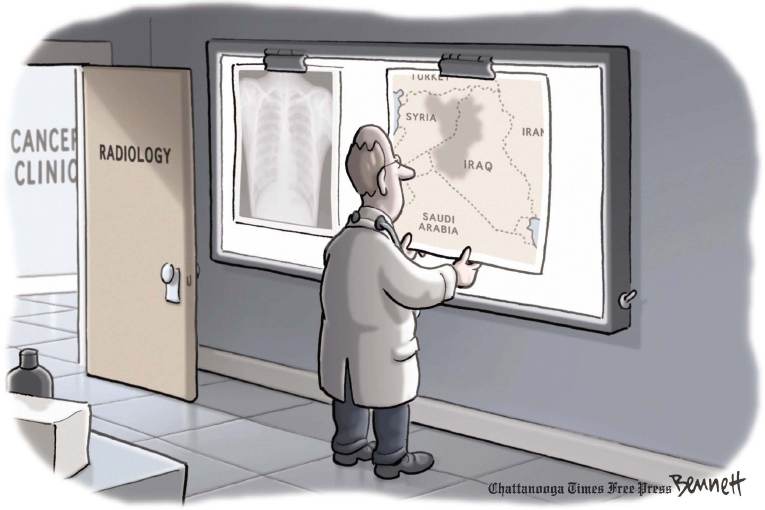 Political/Editorial Cartoon by Clay Bennett, Chattanooga Times Free Press on War Racks Middle East