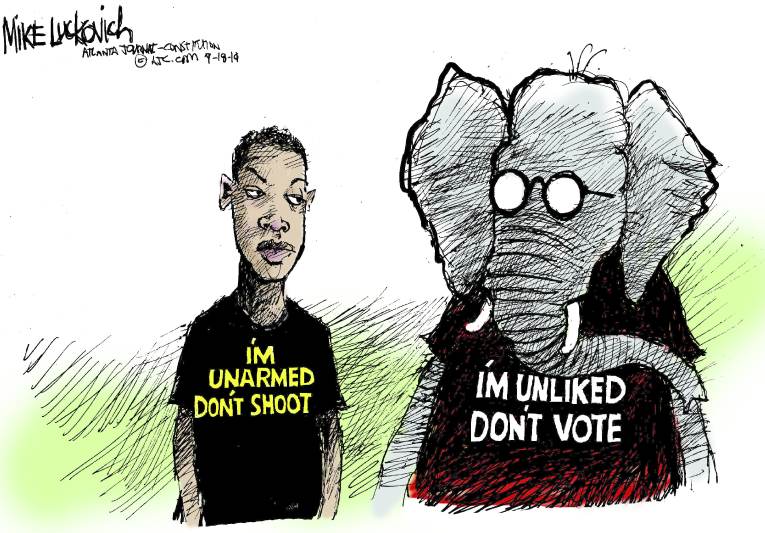 Political/Editorial Cartoon by Mike Luckovich, Atlanta Journal-Constitution on GOP Throttles Up for Midterms