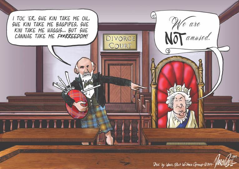 Political/Editorial Cartoon by Darrin Bell, Washington Post Writers Group on Scotland to Vote on Independence