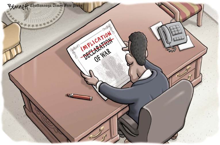 Political/Editorial Cartoon by Clay Bennett, Chattanooga Times Free Press on US Strikes ISIS