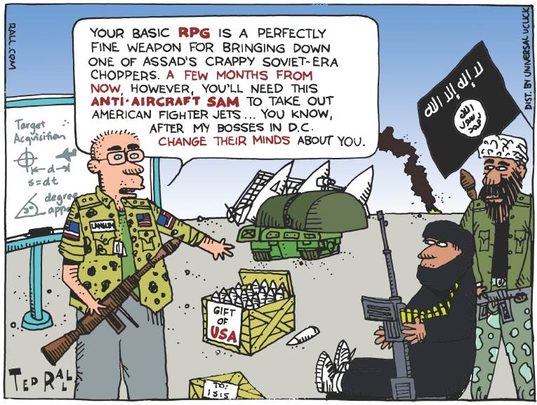 Political/Editorial Cartoon by Ted Rall on US Strikes ISIS
