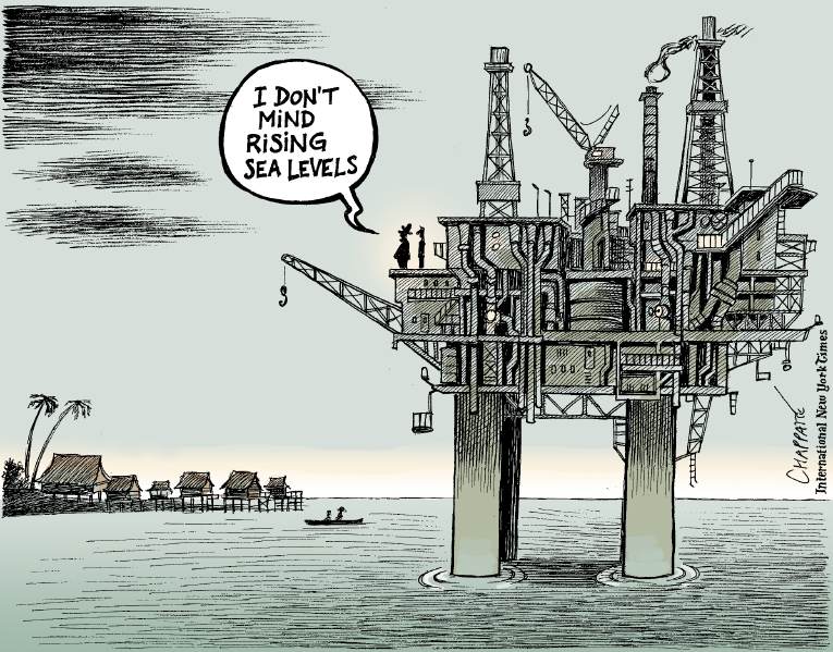Political/Editorial Cartoon by Patrick Chappatte, International Herald Tribune on Millions March for Climate Action