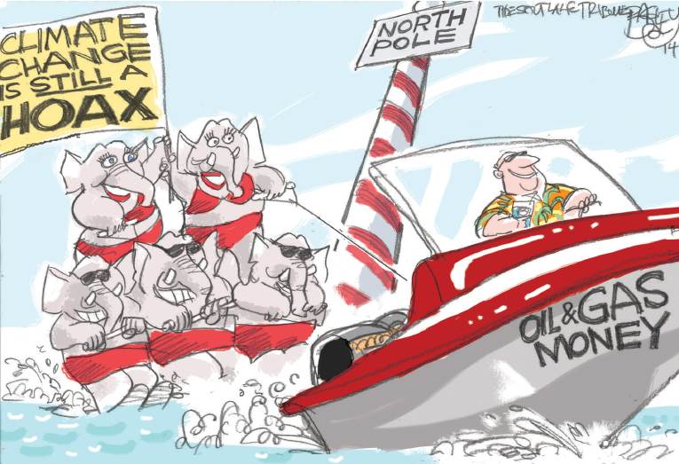 Political/Editorial Cartoon by Pat Bagley, Salt Lake Tribune on Millions March for Climate Action