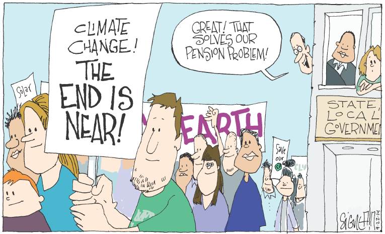Political/Editorial Cartoon by Signe Wilkinson, Philadelphia Daily News on Millions March for Climate Action