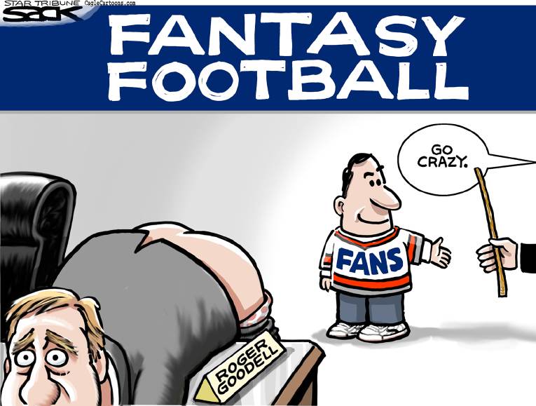Political/Editorial Cartoon by Steve Sack, Minneapolis Star Tribune on NFL Takes Big Hit