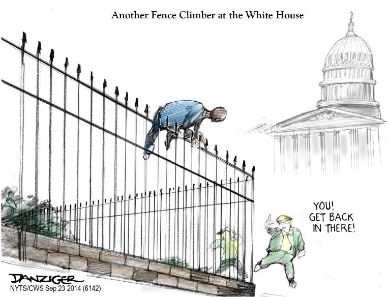 Political/Editorial Cartoon by Jeff Danziger, CWS/CartoonArts Intl. on President’s Security Breached