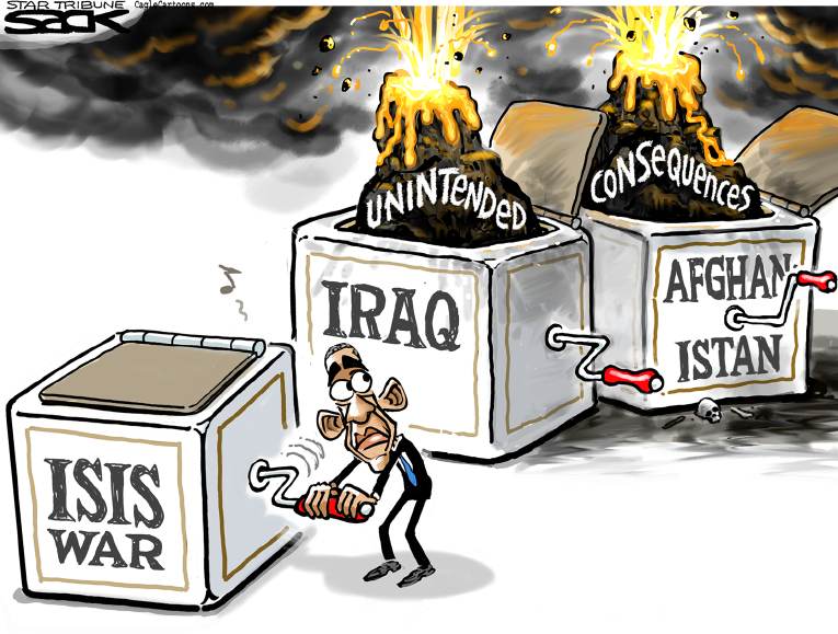 Political/Editorial Cartoon by Steve Sack, Minneapolis Star Tribune on US Resumes Bombing