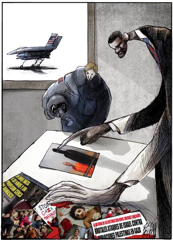 Political/Editorial Cartoon by Angel Boligan, El Universal, Mexico City, Mexico on US Resumes Bombing