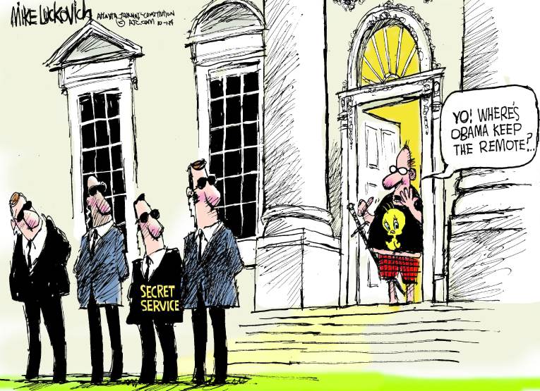 Political/Editorial Cartoon by Mike Luckovich, Atlanta Journal-Constitution on White House Security Breached