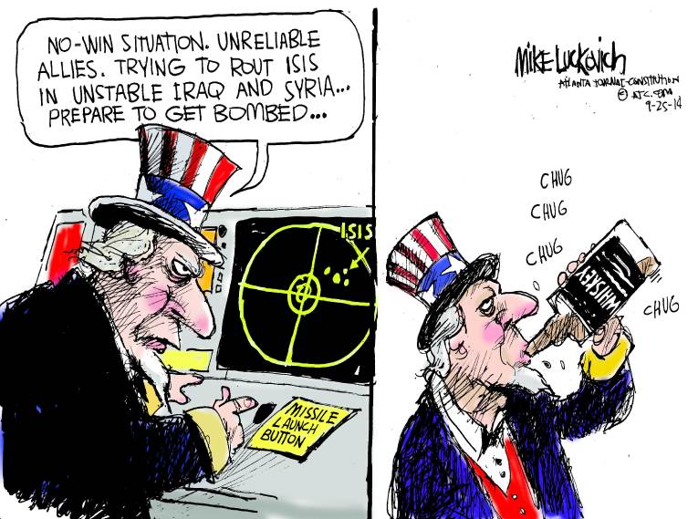 Political/Editorial Cartoon by Mike Luckovich, Atlanta Journal-Constitution on US to Restore Order