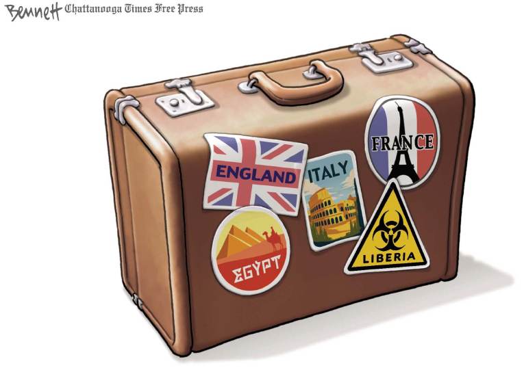 Political/Editorial Cartoon by Clay Bennett, Chattanooga Times Free Press on Ebola Worries Heighten