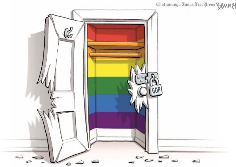 Political/Editorial Cartoon by Clay Bennett, Chattanooga Times Free Press on Big Victory For Gay Marriage