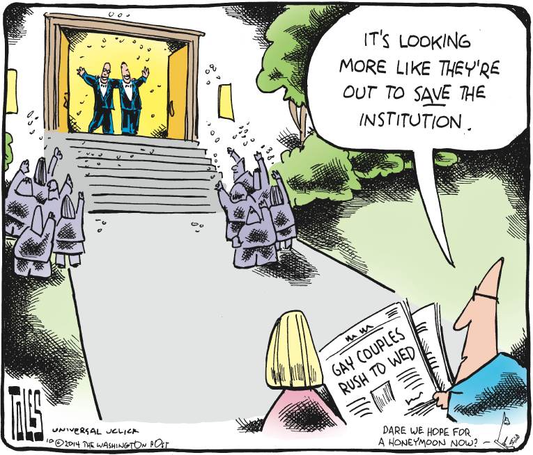 Political/Editorial Cartoon by Tom Toles, Washington Post on Big Victory For Gay Marriage