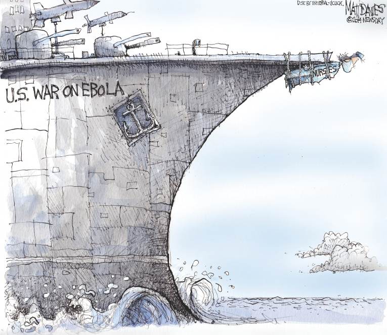 Political/Editorial Cartoon by Matt Davies, Journal News on Ebola Fears Grip Nation