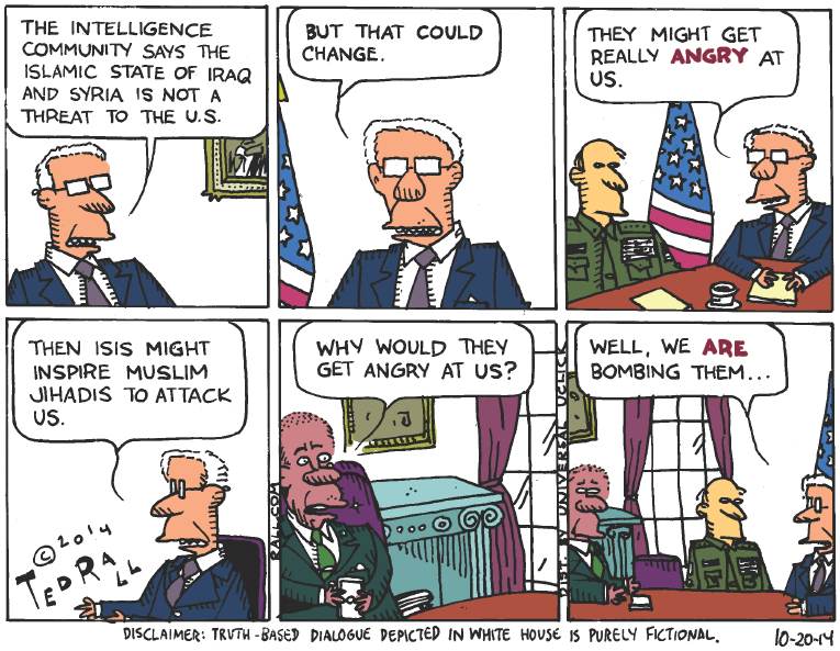 Political/Editorial Cartoon by Ted Rall on Bombing of ISIS Intensifies