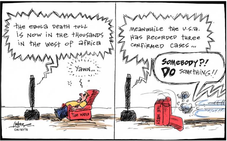 Political/Editorial Cartoon by Sean Leahy, The Courier-Mail, Brisbane, Australia on US Gets Tough on Ebola