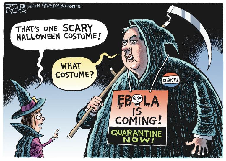 Political/Editorial Cartoon by Rob Rogers, The Pittsburgh Post-Gazette on US Gets Tough on Ebola