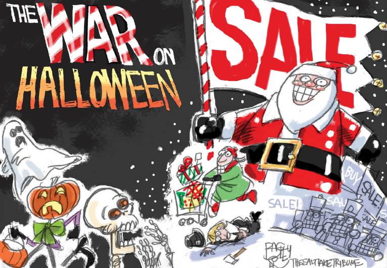 Political/Editorial Cartoon by Pat Bagley, Salt Lake Tribune on Halloween Extra Creepy This Year