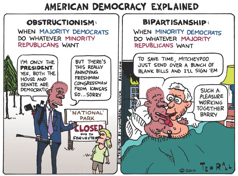 Political/Editorial Cartoon by Ted Rall on Major Changes Promised