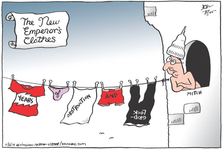 Political/Editorial Cartoon by Joel Pett, Lexington Herald-Leader, CWS/CartoonArts Intl. on McConnell Wins