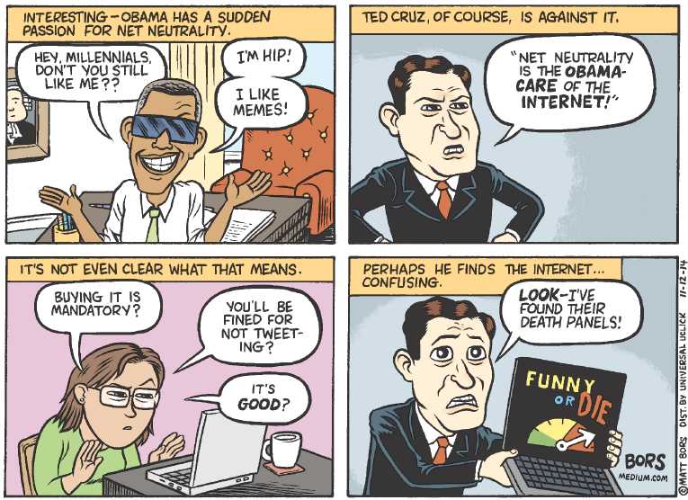 Political/Editorial Cartoon by Matt Bors on Net Neutrality Rules Considered