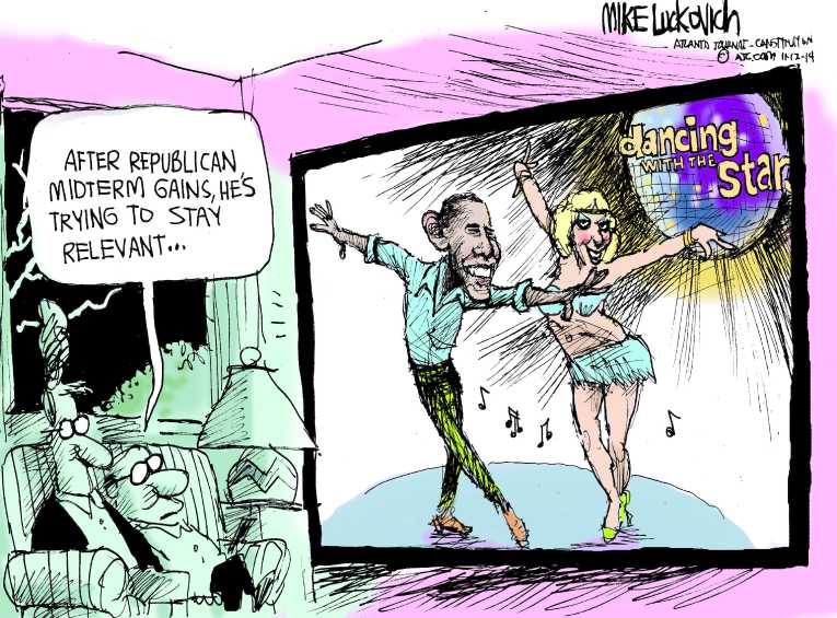 Political/Editorial Cartoon by Mike Luckovich, Atlanta Journal-Constitution on Obama Still Dreaming