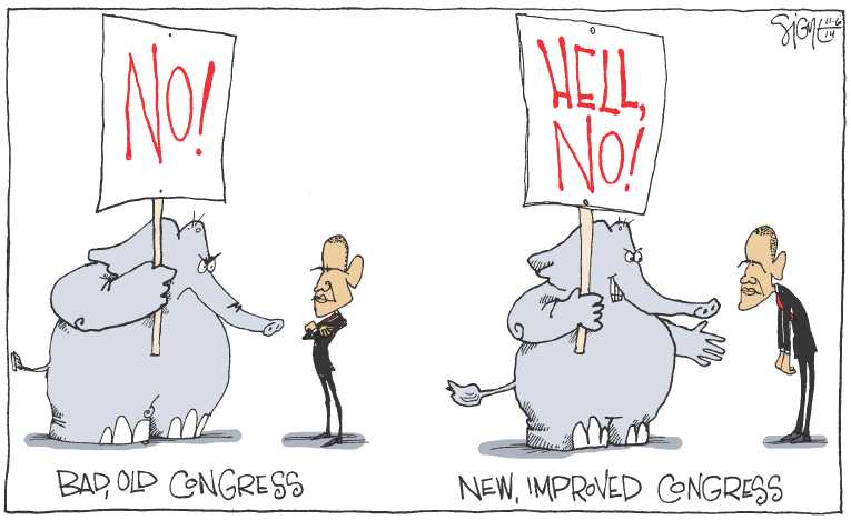 Political/Editorial Cartoon by Signe Wilkinson, Philadelphia Daily News on Republicans Savoring Big Wins