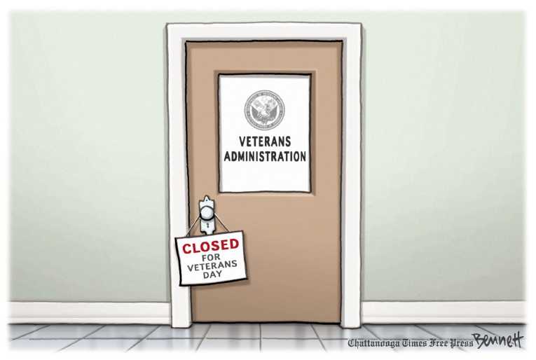 Political/Editorial Cartoon by Clay Bennett, Chattanooga Times Free Press on America Honors Vets
