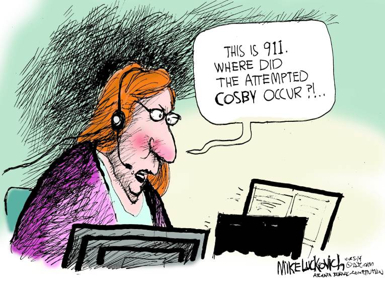 Political/Editorial Cartoon by Mike Luckovich, Atlanta Journal-Constitution on Bill Cosby Accused of Rape