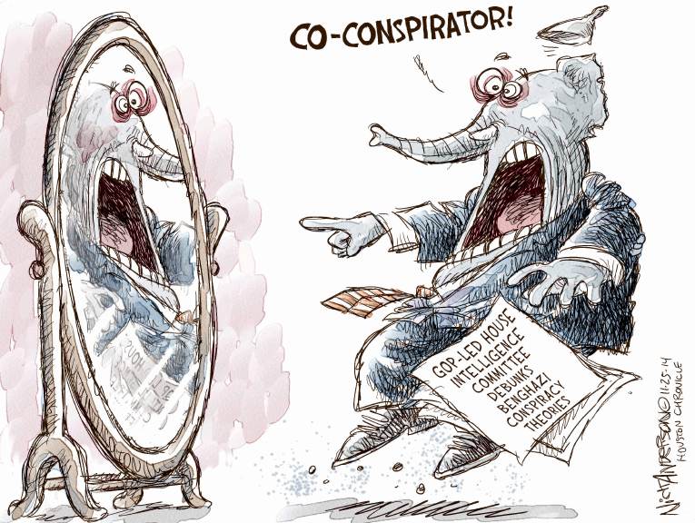 Political/Editorial Cartoon by Nick Anderson, Houston Chronicle on Benghazi Report Released