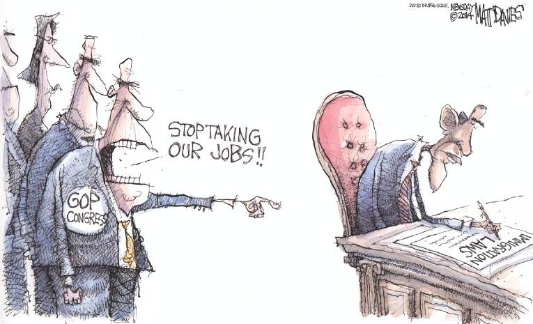 Political/Editorial Cartoon by Matt Davies, Journal News on Obama Defies Republicans