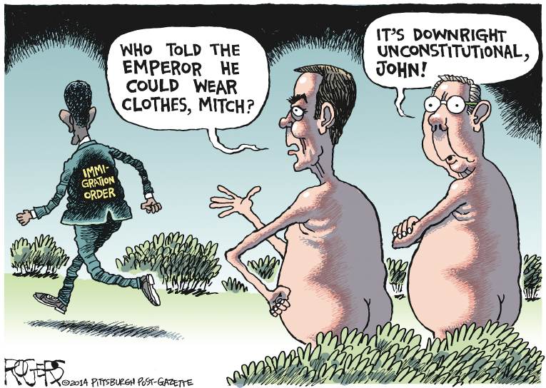 Political/Editorial Cartoon by Rob Rogers, The Pittsburgh Post-Gazette on Obama Defies Republicans