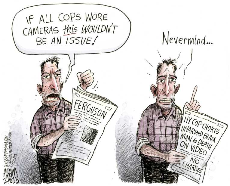 Political/Editorial Cartoon by Adam Zyglis, The Buffalo News on No Indictments in Garner Case