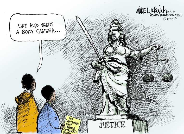 Political/Editorial Cartoon by Mike Luckovich, Atlanta Journal-Constitution on No Indictments in Garner Case