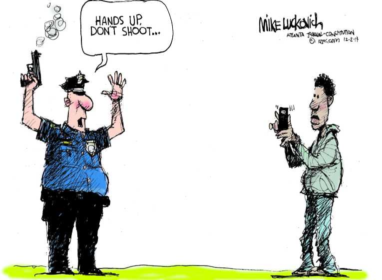 Political/Editorial Cartoon by Mike Luckovich, Atlanta Journal-Constitution on No Indictments in Garner Case