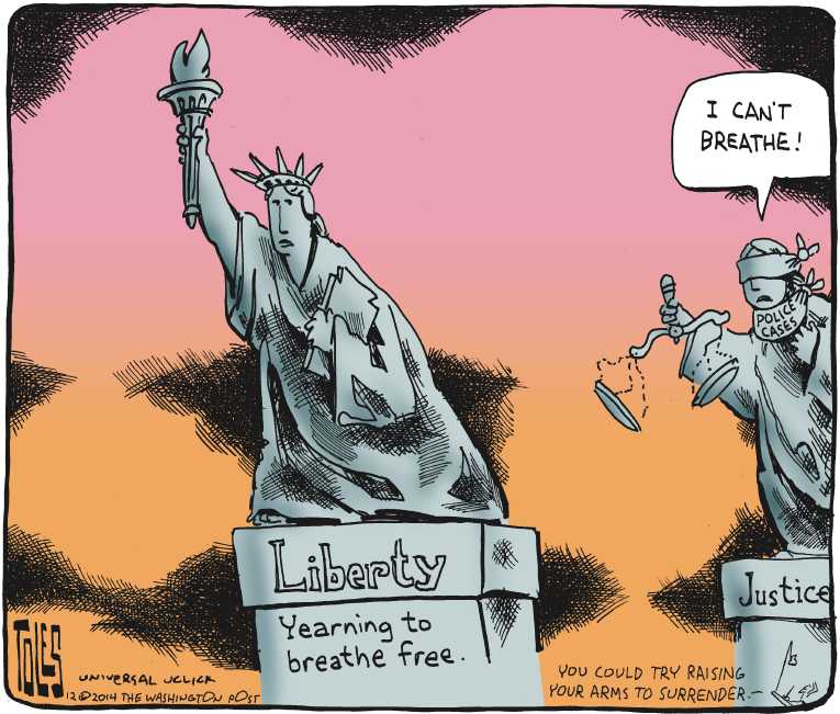 Political/Editorial Cartoon by Tom Toles, Washington Post on Protests Spread Throughout US