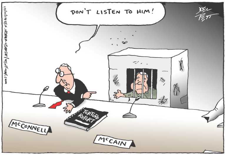 Political/Editorial Cartoon by Joel Pett, Lexington Herald-Leader, CWS/CartoonArts Intl. on Senate Releases Torture Report