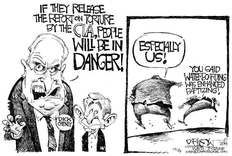 Political/Editorial Cartoon by John Darkow, Columbia Daily Tribune, Missouri on Senate Releases Torture Report