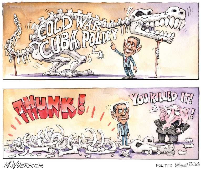 Political/Editorial Cartoon by Matt Wuerker, Politico on Obama Normalizes Cuba Relations