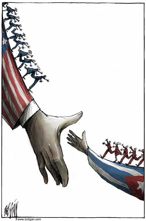 Political/Editorial Cartoon by Angel Boligan, El Universal, Mexico City, Mexico on Obama Normalizes Cuba Relations