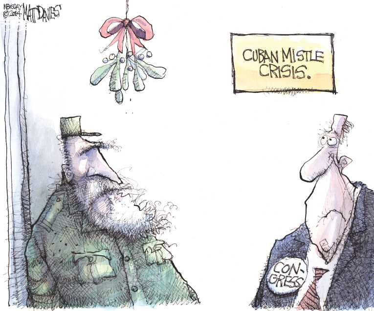 Political/Editorial Cartoon by Matt Davies, Journal News on Obama Normalizes Cuba Relations