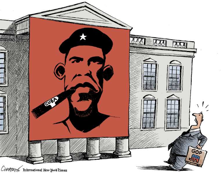 Political/Editorial Cartoon by Patrick Chappatte, International Herald Tribune on Obama Normalizes Cuba Relations