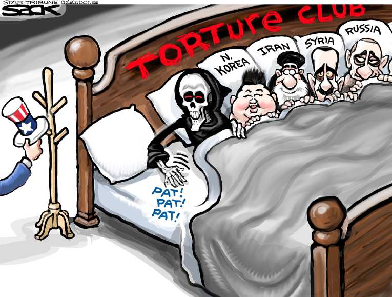 Political/Editorial Cartoon by Steve Sack, Minneapolis Star Tribune on More Torture Details Emerge