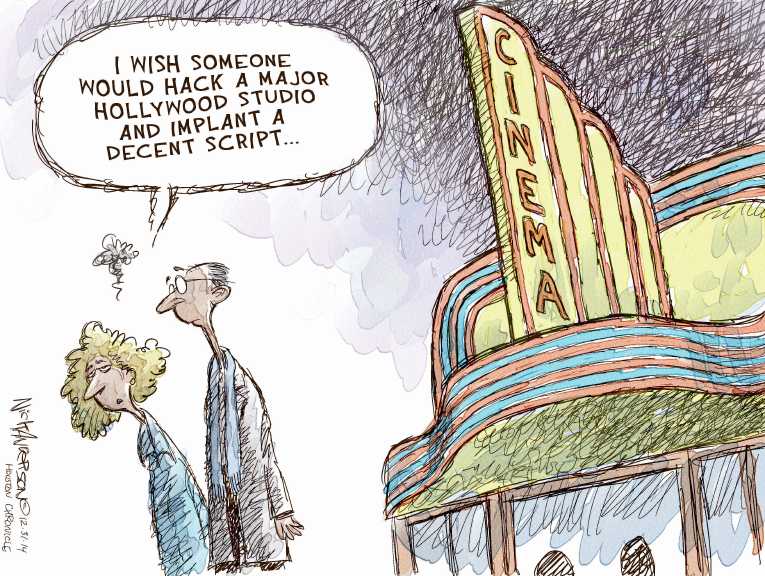 Political/Editorial Cartoon by Nick Anderson, Houston Chronicle on Record Sales for “The Interview”