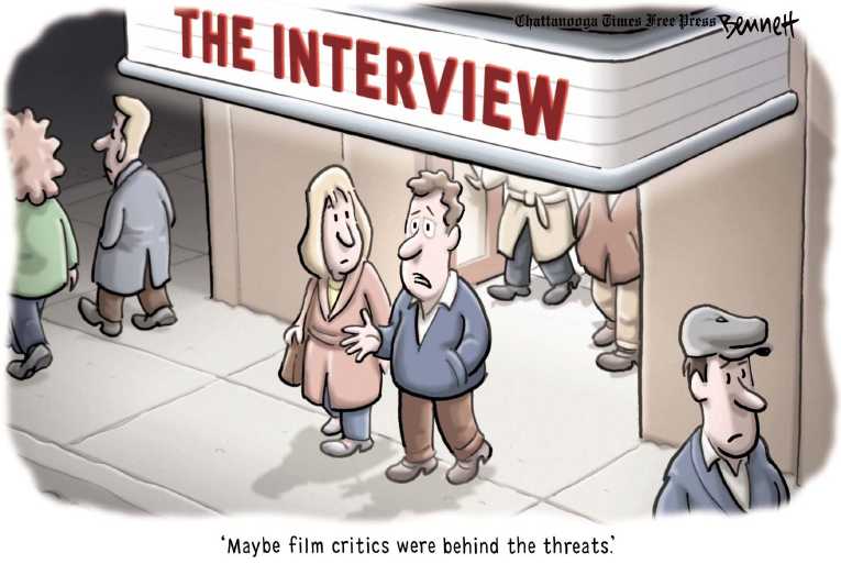 Political/Editorial Cartoon by Clay Bennett, Chattanooga Times Free Press on Record Sales for “The Interview”