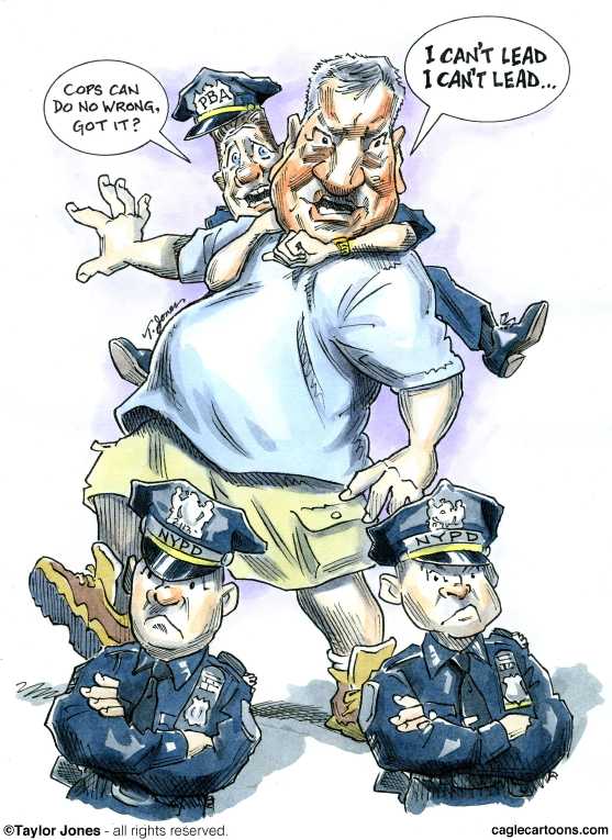 Political/Editorial Cartoon by Taylor Jones, Tribune Media Services on NYC Police Revolt