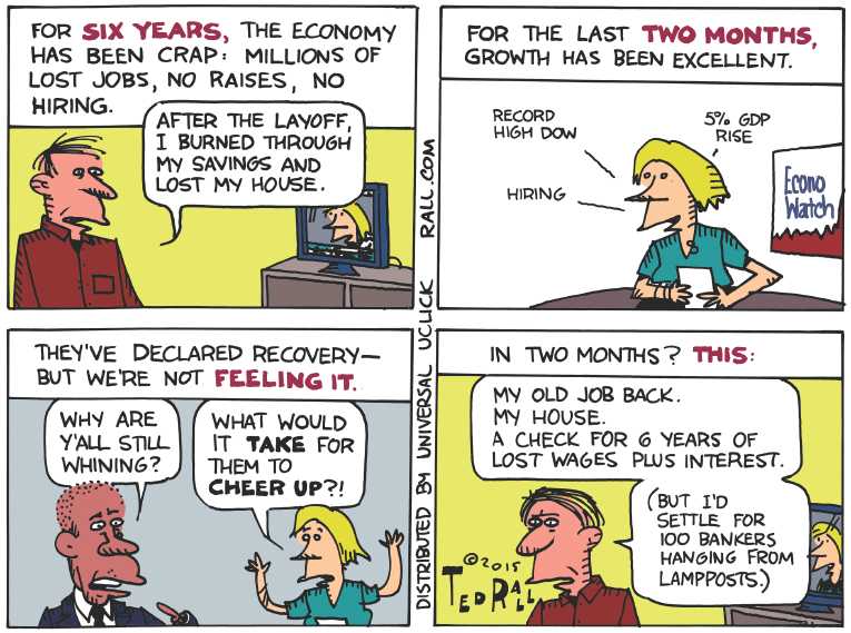 Political/Editorial Cartoon by Ted Rall on Good News for Job Creators